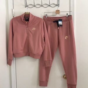 Nike Air Rose Gold Metallic Jacket & Joggers | M